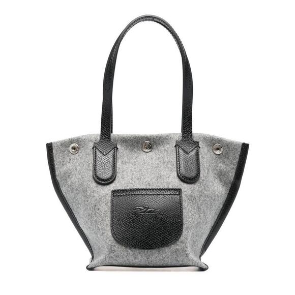 Longchamp Mini Flanelle Essential Tote Bag Wool Felt Gray New - Picture 2 of 8